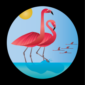 FLAMINGOS ON THE SHORE, PRINT DESIGN
